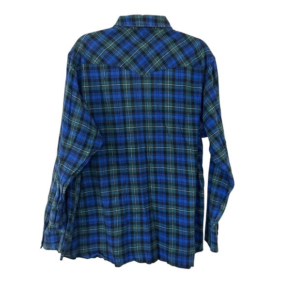 Wrangler Western Shirt XL Plaid Flannel Snap Button Raw Hem Grunge Cowboy - Picture 2 of 7